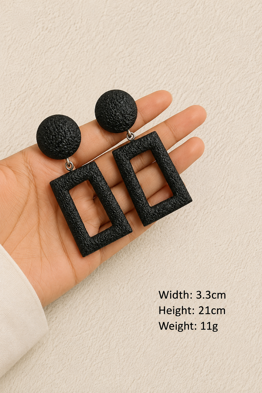 Textured Black Drop Earrings