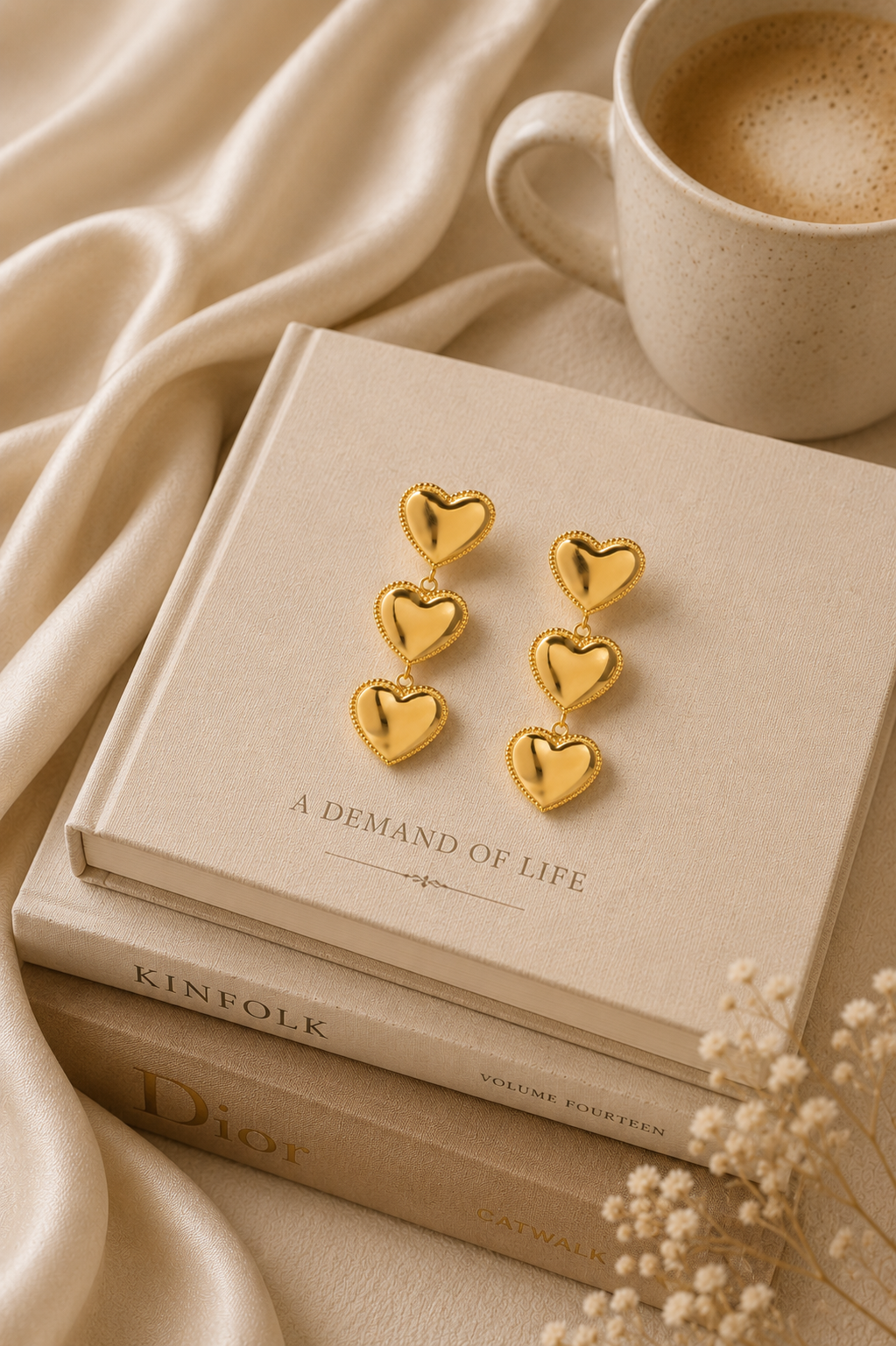 3 Heart Dangle Earrings