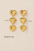3 Heart Dangle Earrings