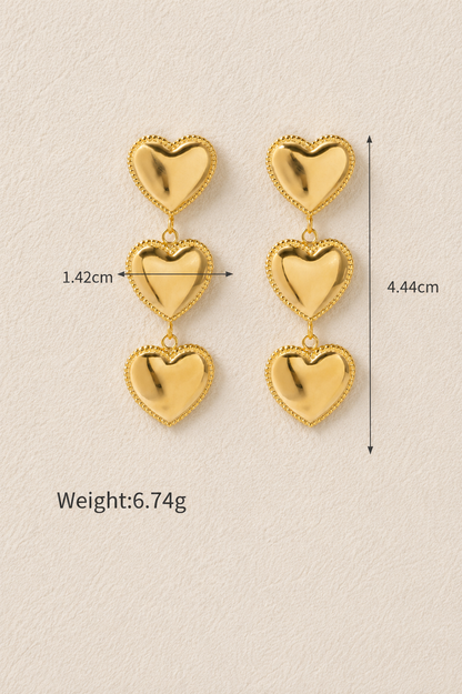 3 Heart Dangle Earrings