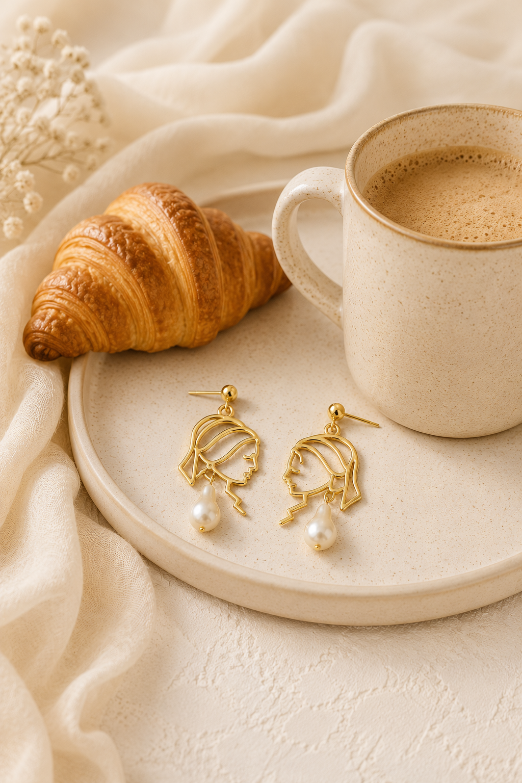 Abstract Pearl Earrings