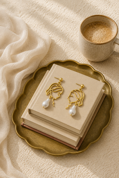 Abstract Pearl Earrings