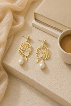 Abstract Pearl Earrings