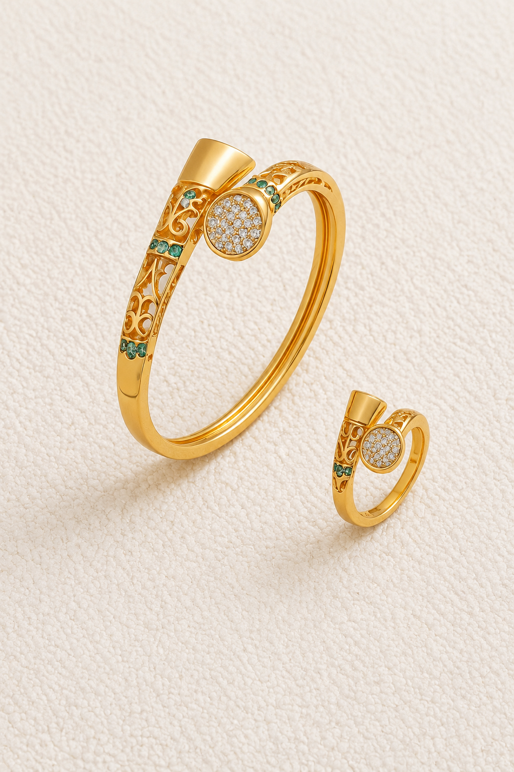 Avril Carved Bangle and Ring
