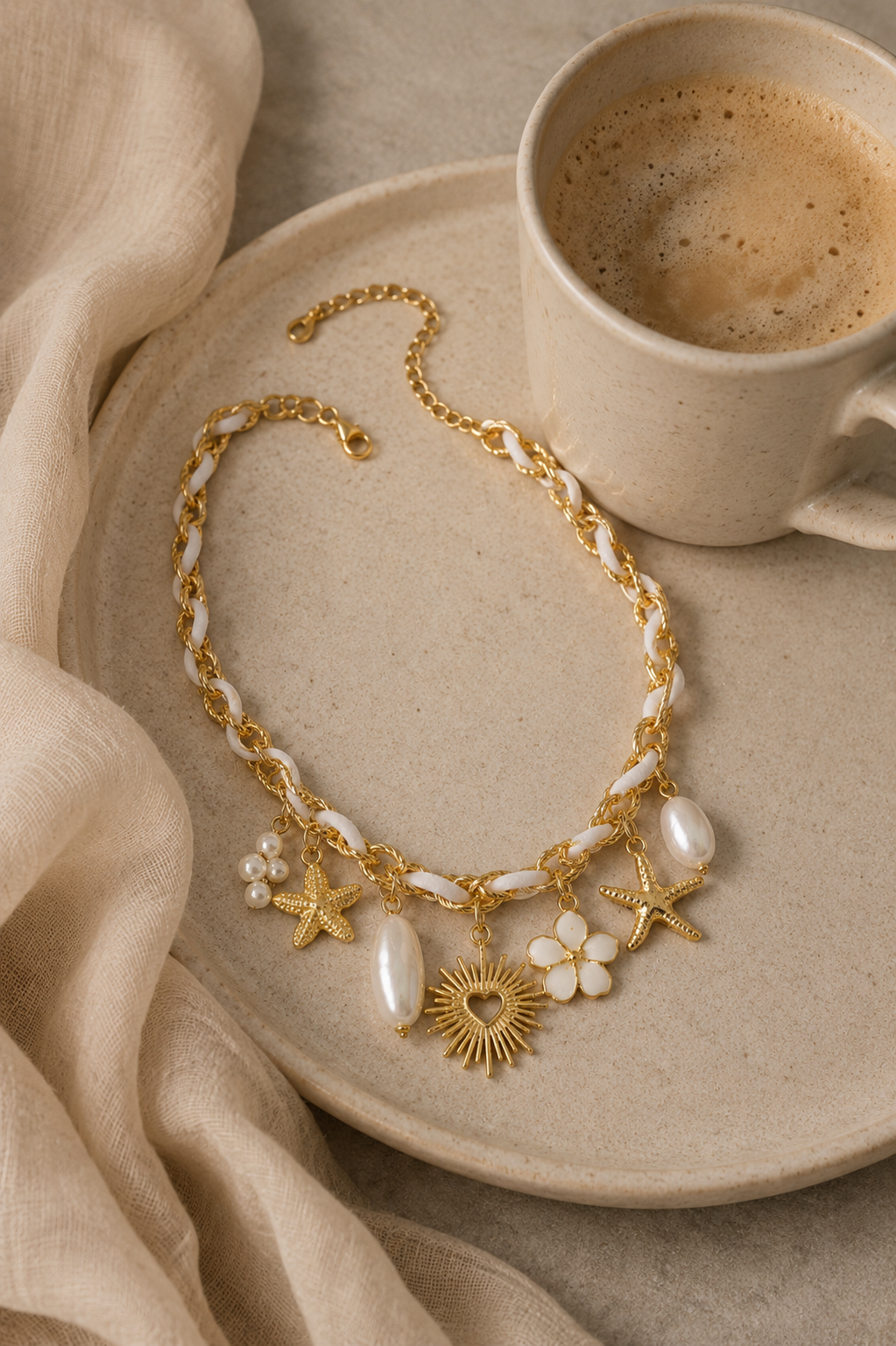 Beach Evil Eye Charms Necklace