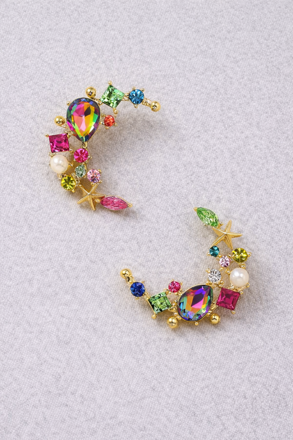 C-Shaped Gemstone Studs