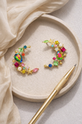 C-Shaped Gemstone Studs