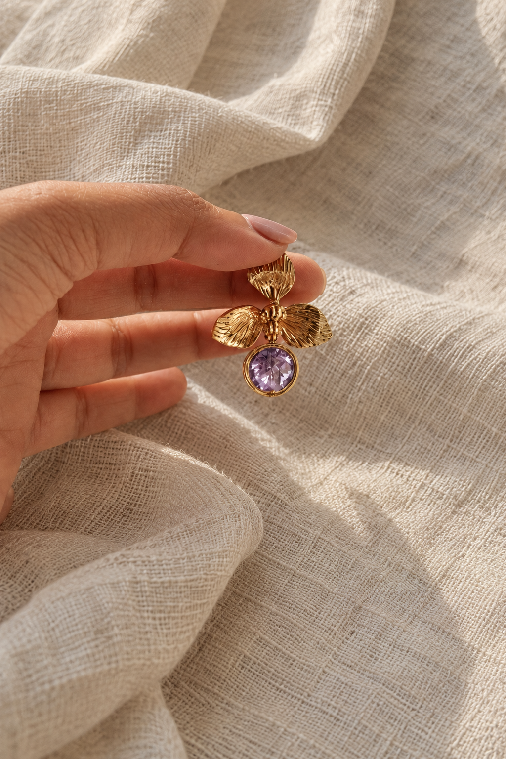 Crescent Gem Drop Earrings