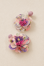 Cloth Flower Tassel Earrings