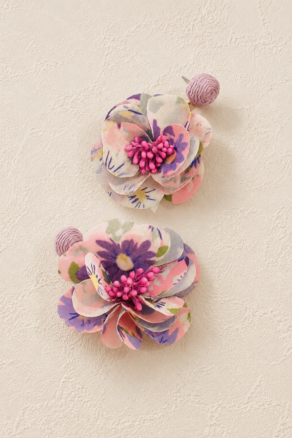 Cloth Flower Tassel Earrings