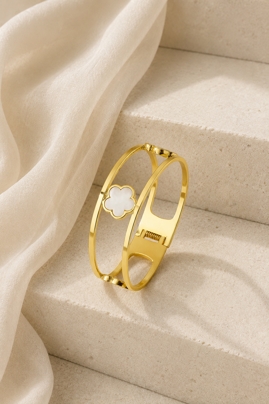 Clover White Bangle