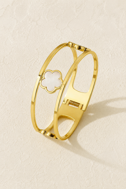 Clover White Bangle