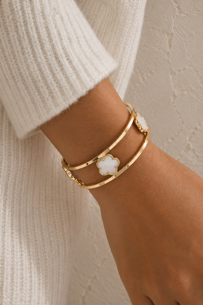 Clover White Bangle