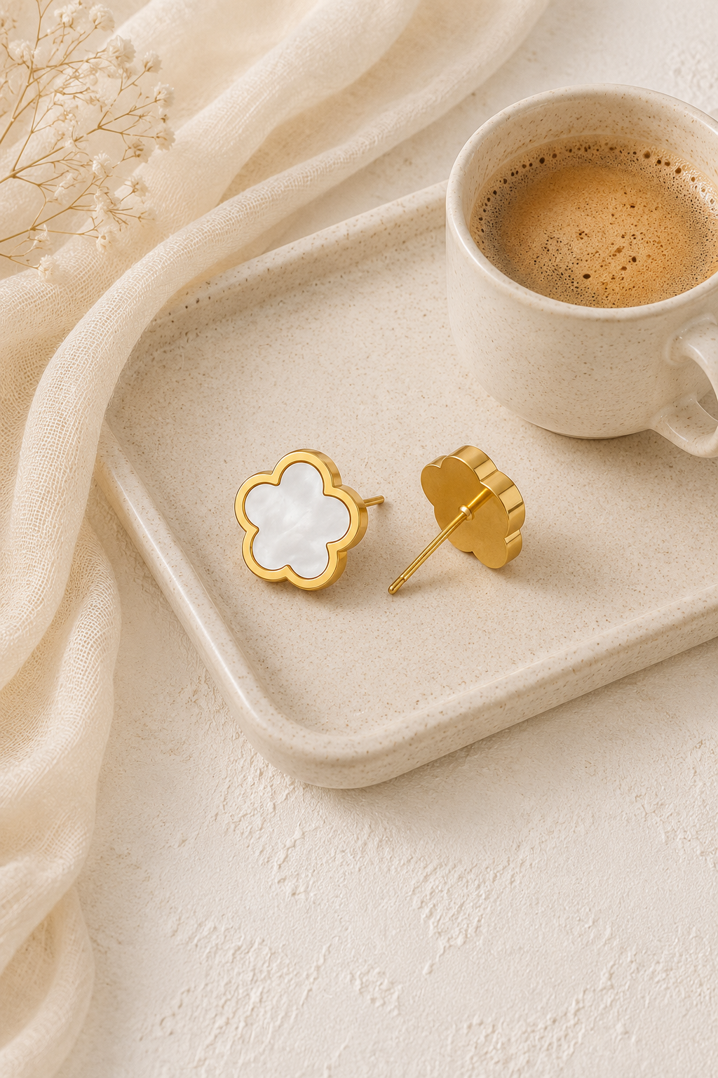 Clover White Studs