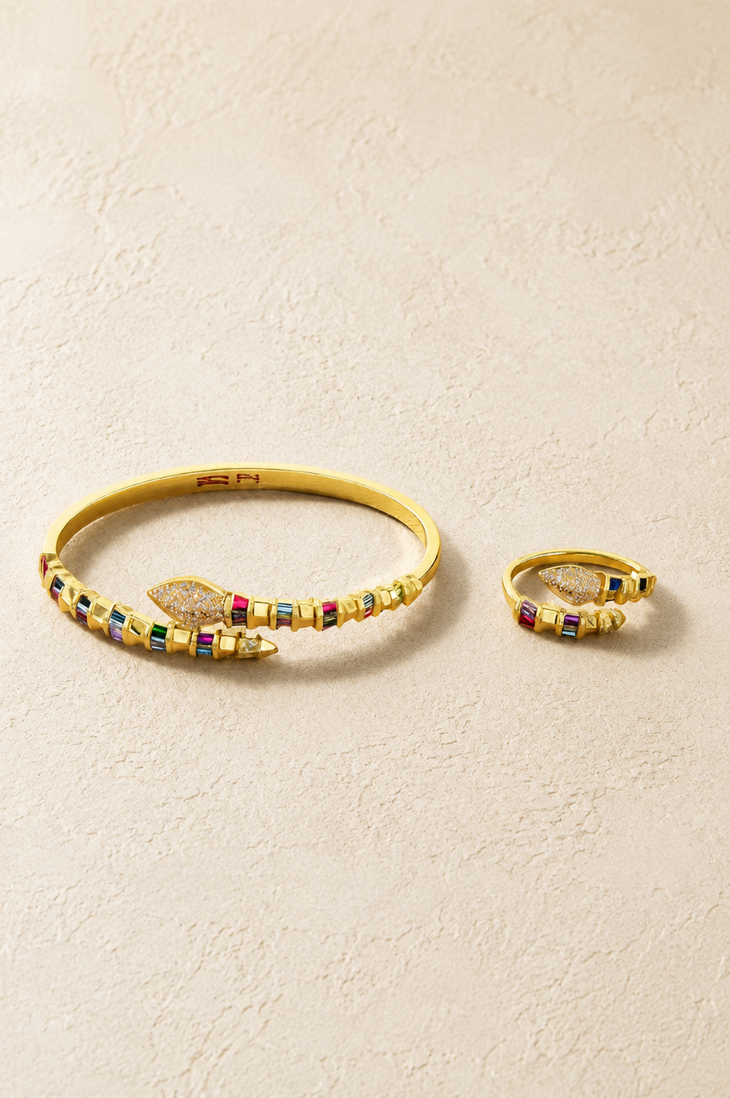 Colorful Serpent Bangle and Ring
