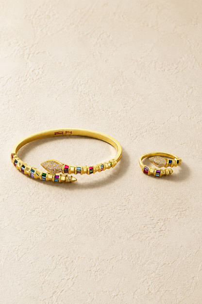 Colorful Serpent Bangle and Ring