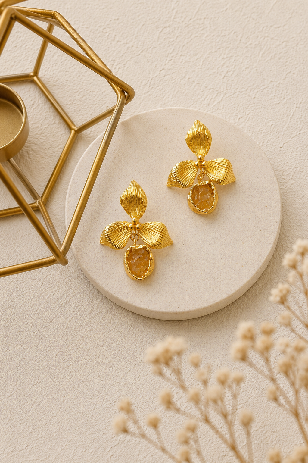 Crescent Gem Drop Earrings