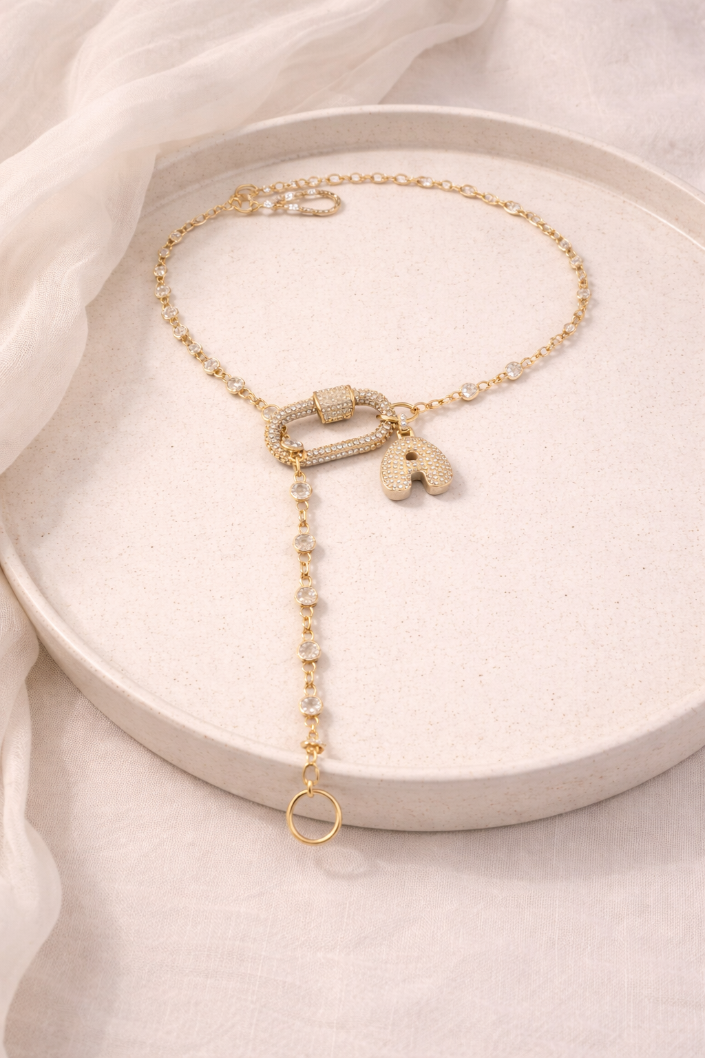 Crystal Initial Chain Necklace