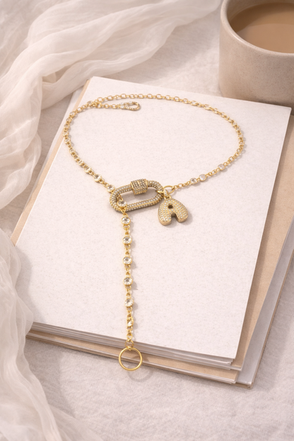 Crystal Initial Chain Necklace