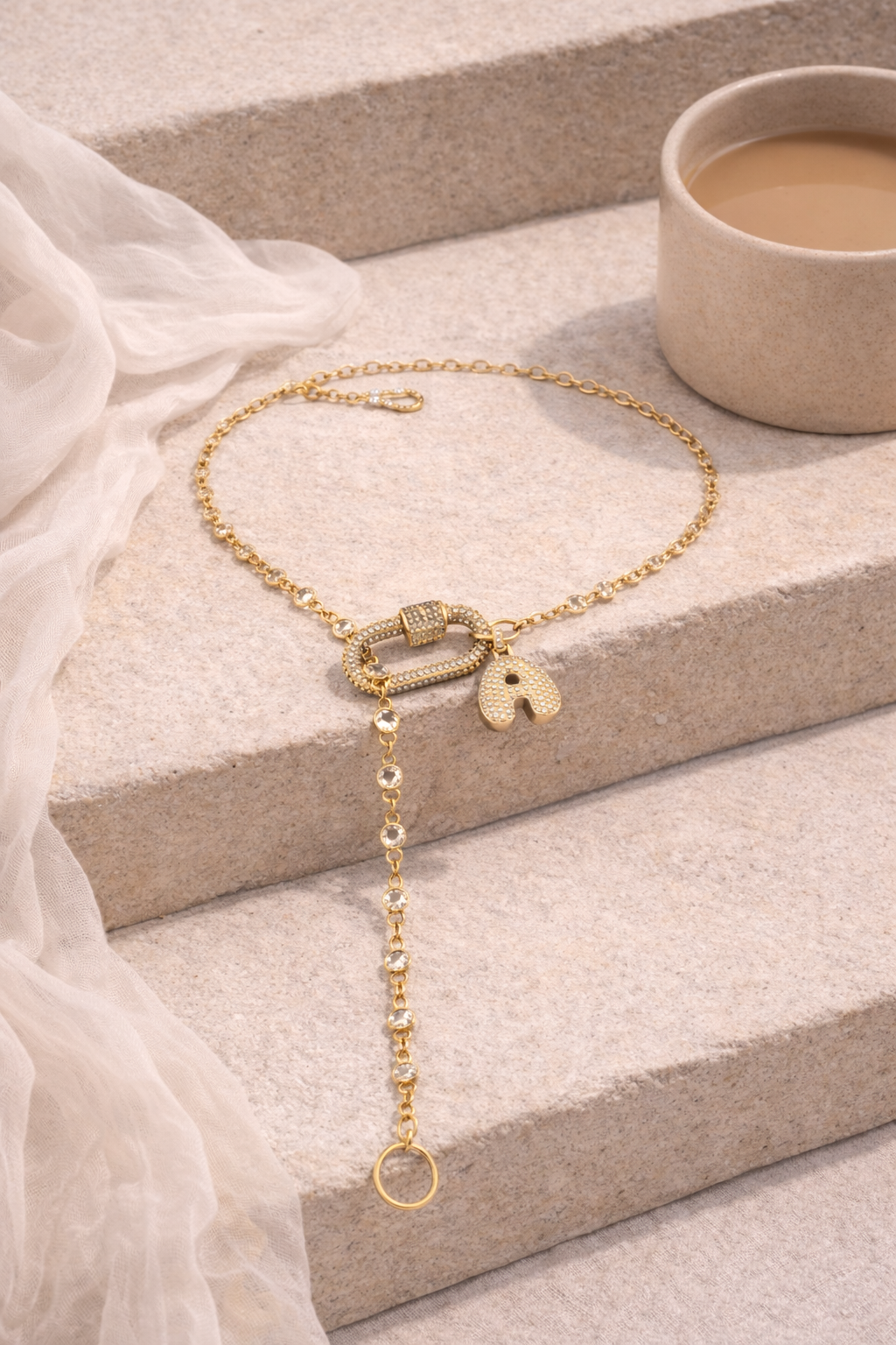Crystal Initial Chain Necklace