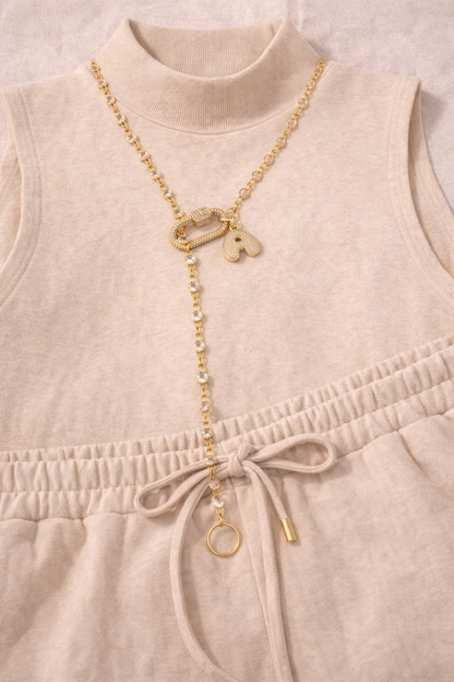Crystal Initial Chain Necklace
