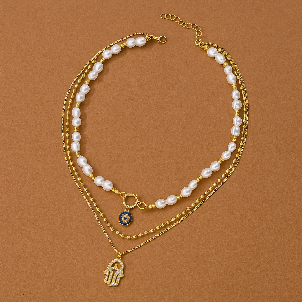 Evil Eye Charms Layered Necklace