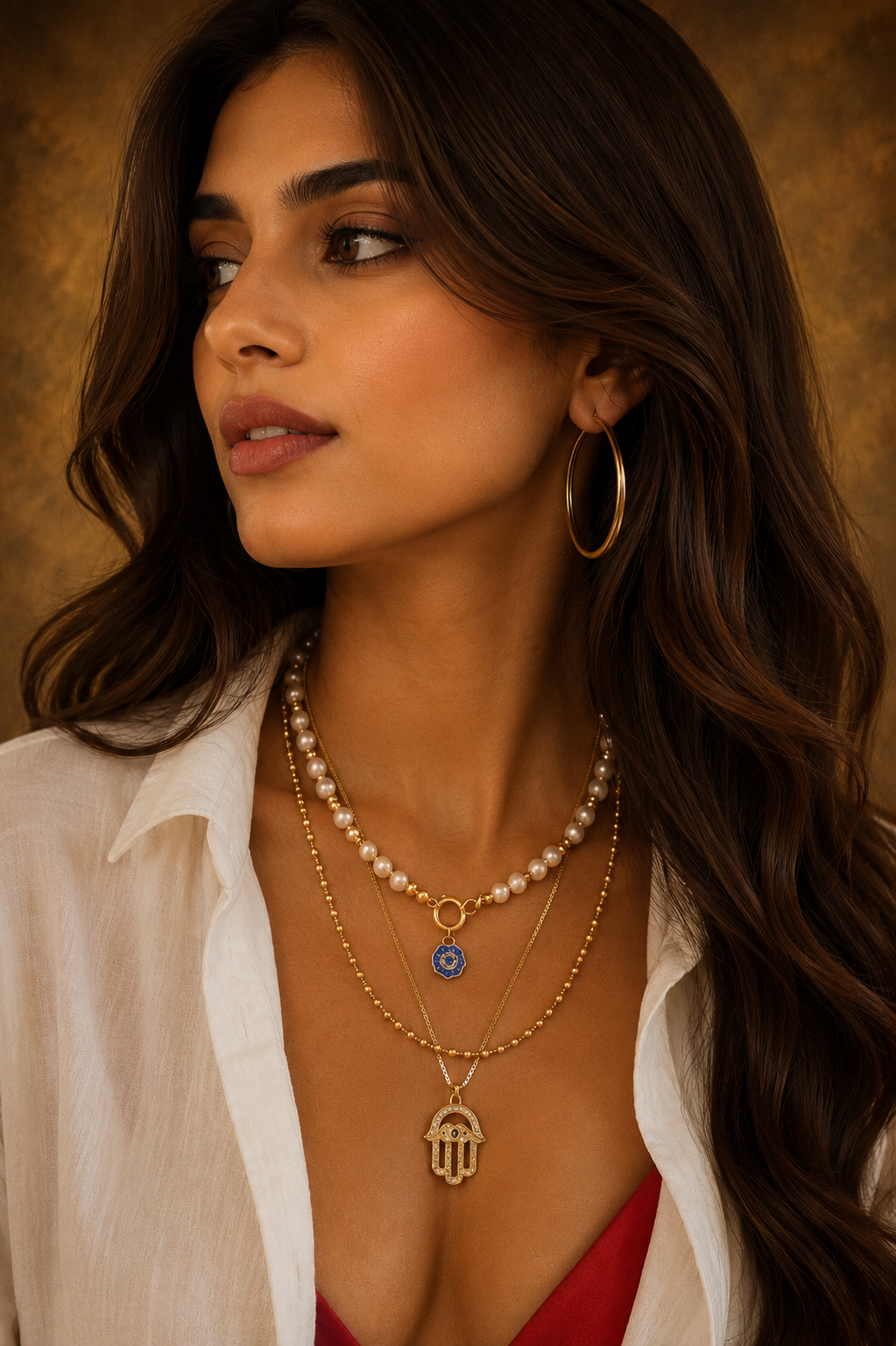 Evil Eye Charms Layered Necklace