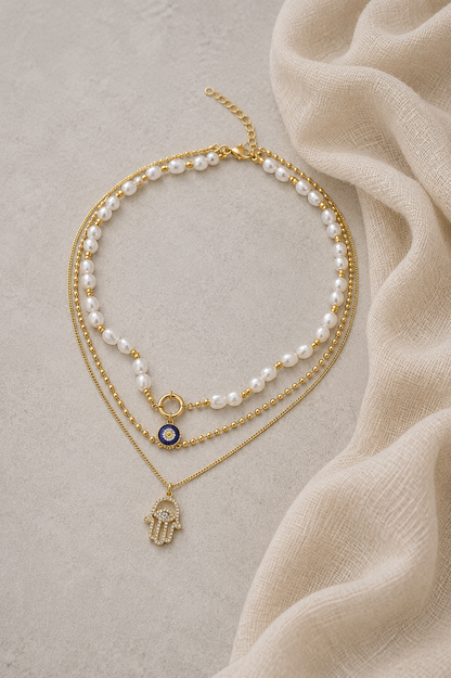Evil Eye Charms Layered Necklace
