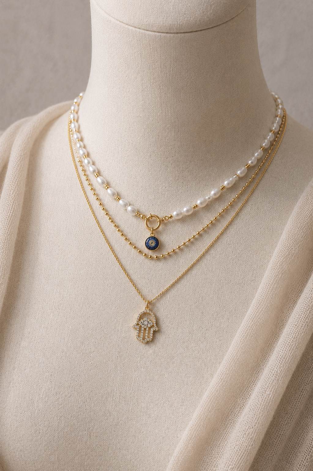 Evil Eye Charms Layered Necklace