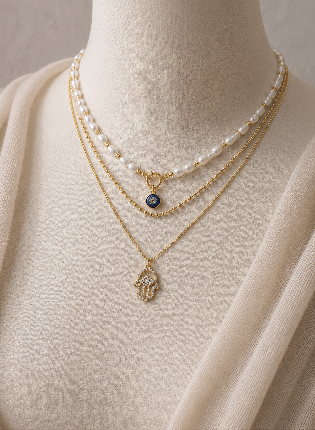 Evil Eye Charms Layered Necklace