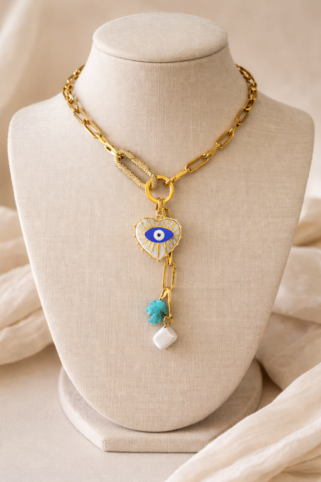 Evil Eye Heart Pendant Necklace