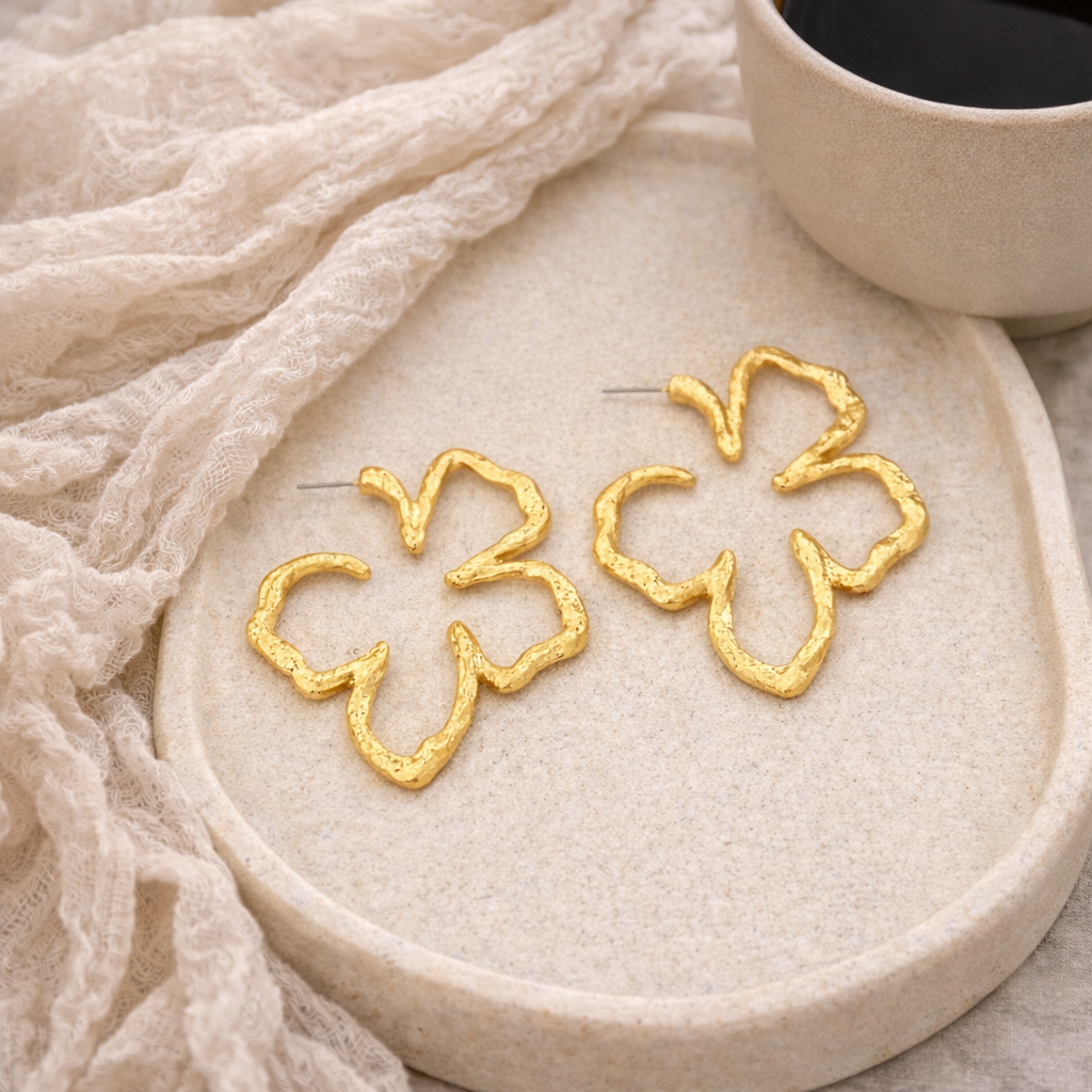 Flower Gold Hoops