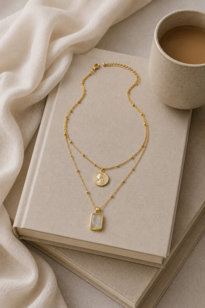 Geometric Charms Layered Necklace