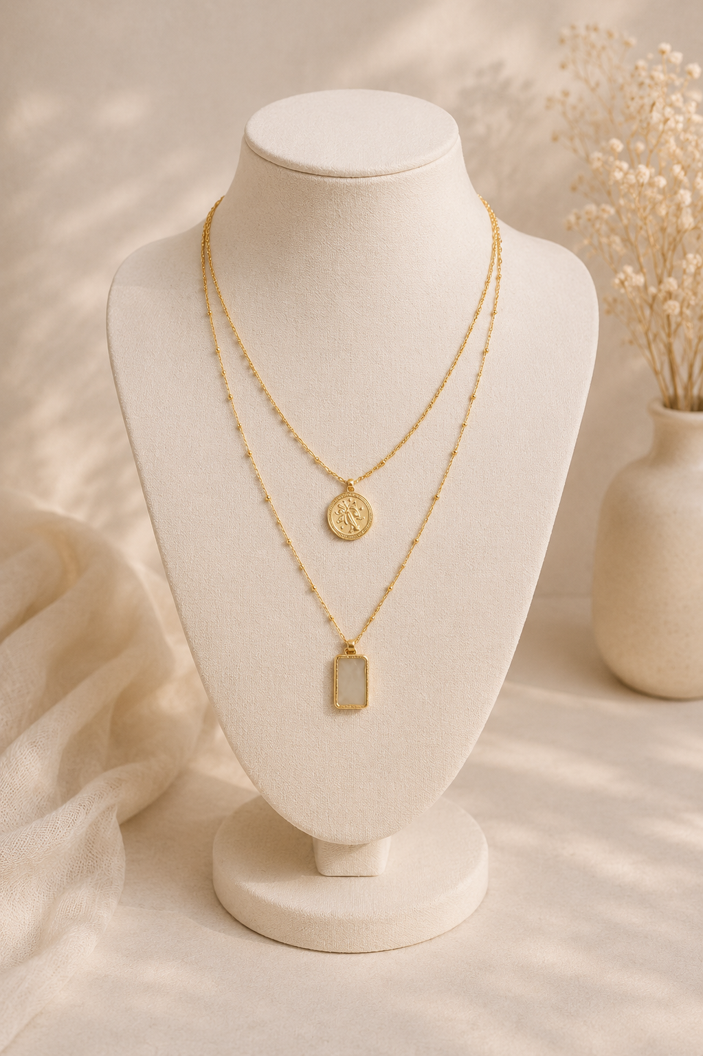 Geometric Charms Layered Necklace