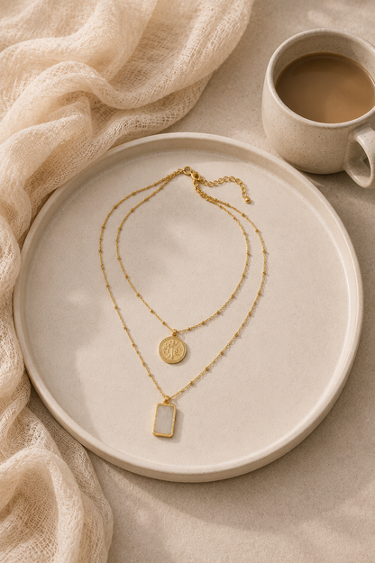 Geometric Charms Layered Necklace