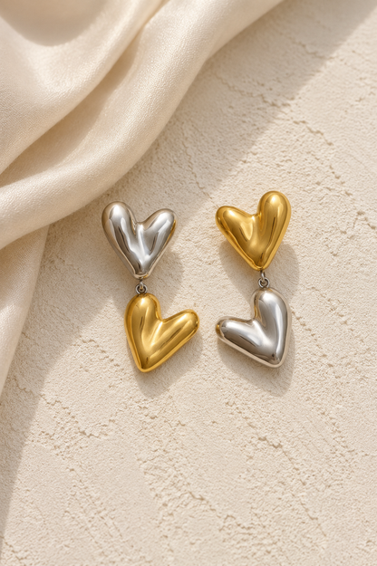 Metallic Heart Studs