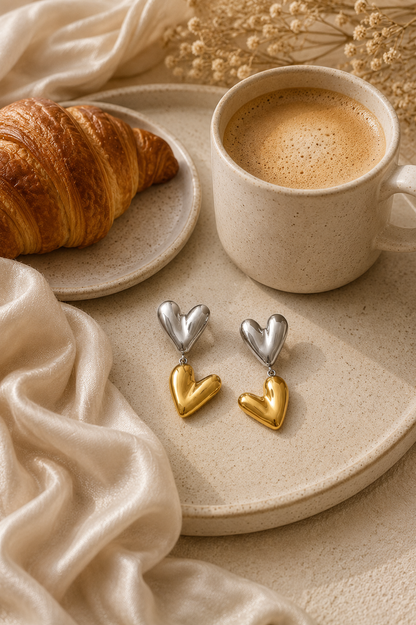 Metallic Heart Studs