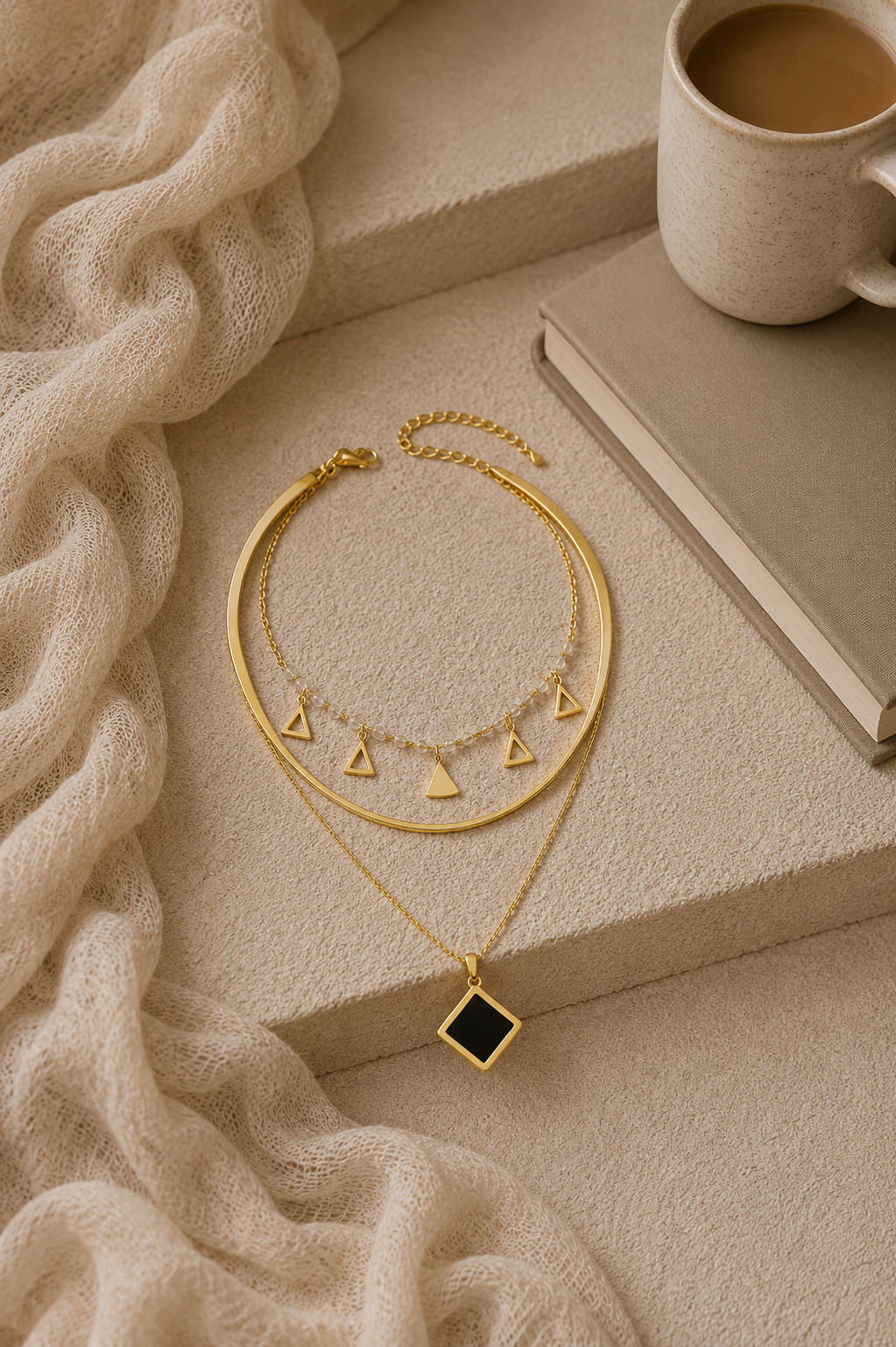 Pearl and Charms Layered Necklace