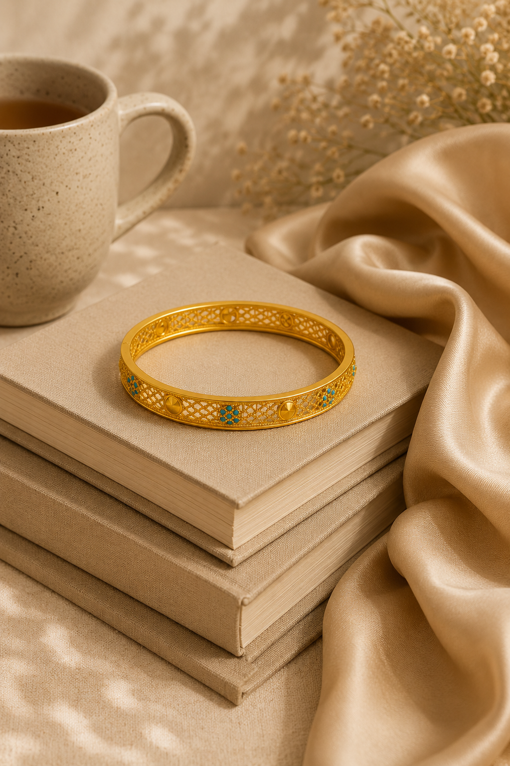 Rhinestone Openwork Bangle