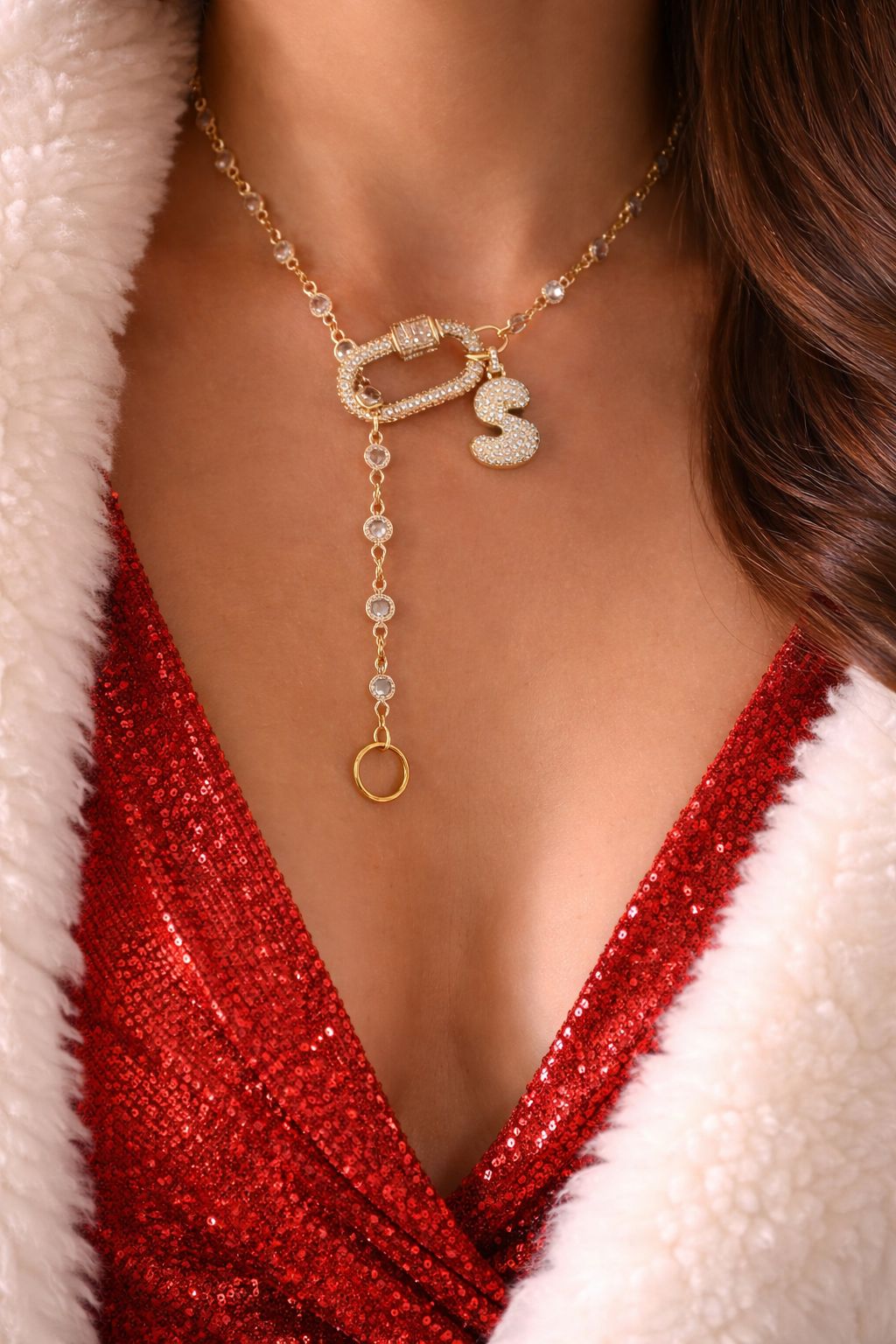 Crystal Initial Chain Necklace