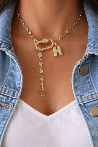 Crystal Initial Chain Necklace