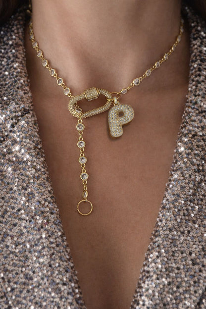 Crystal Initial Chain Necklace