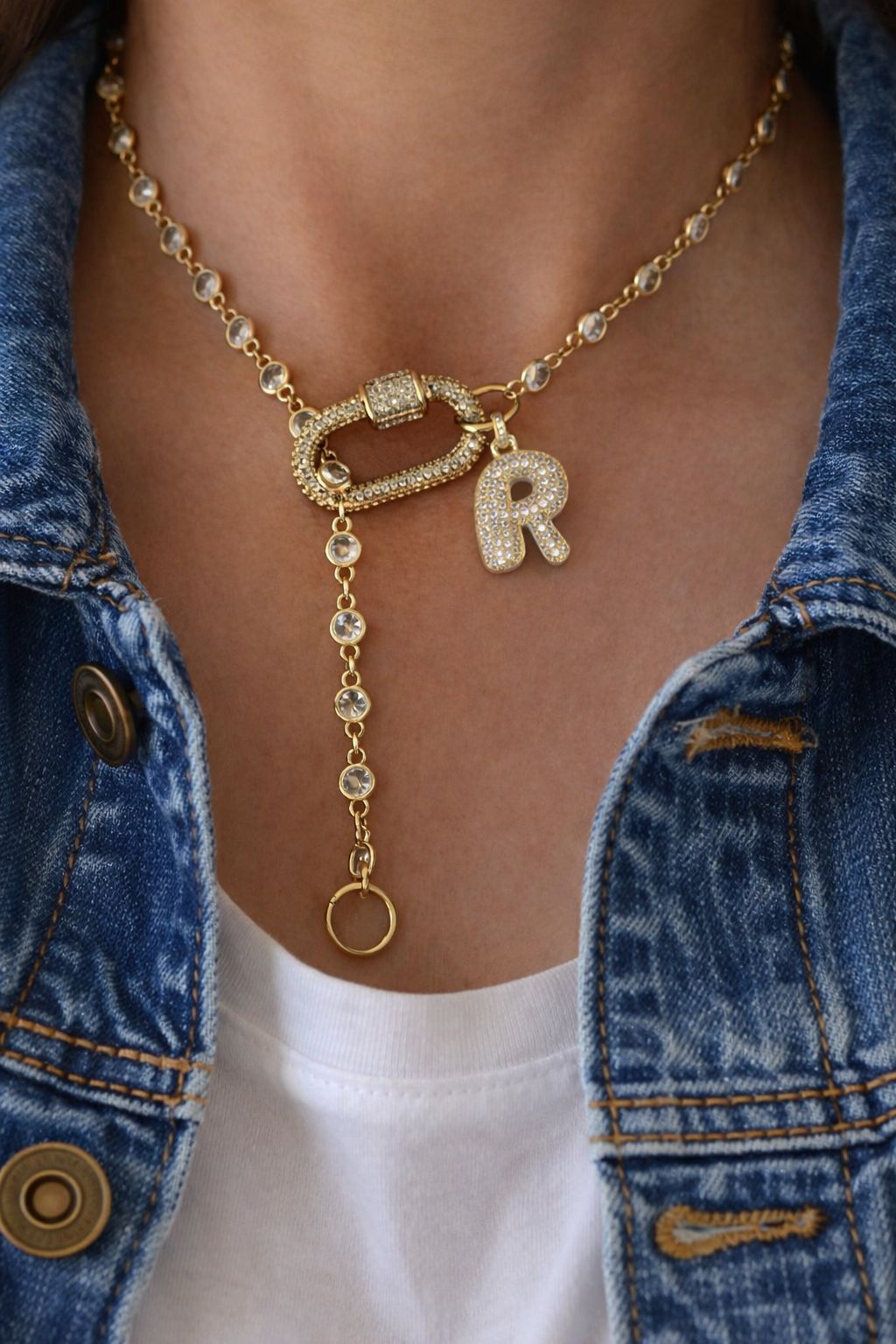Crystal Initial Chain Necklace