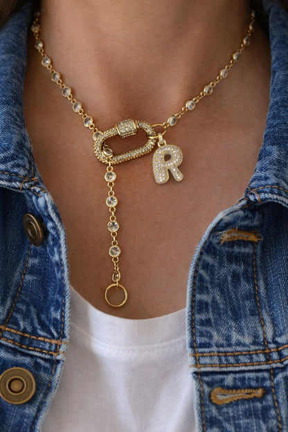 Crystal Initial Chain Necklace