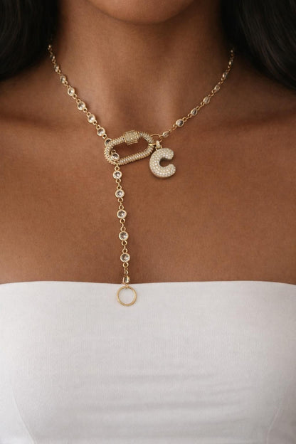 Crystal Initial Chain Necklace