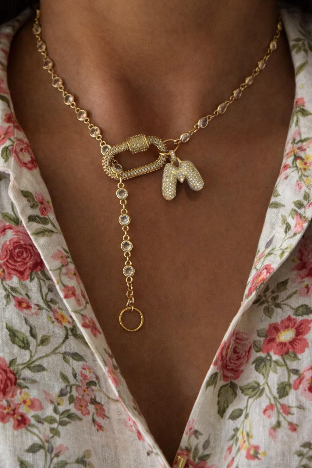 Crystal Initial Chain Necklace