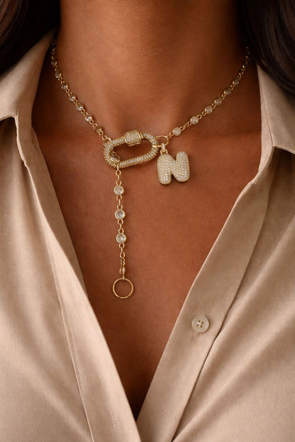 Crystal Initial Chain Necklace