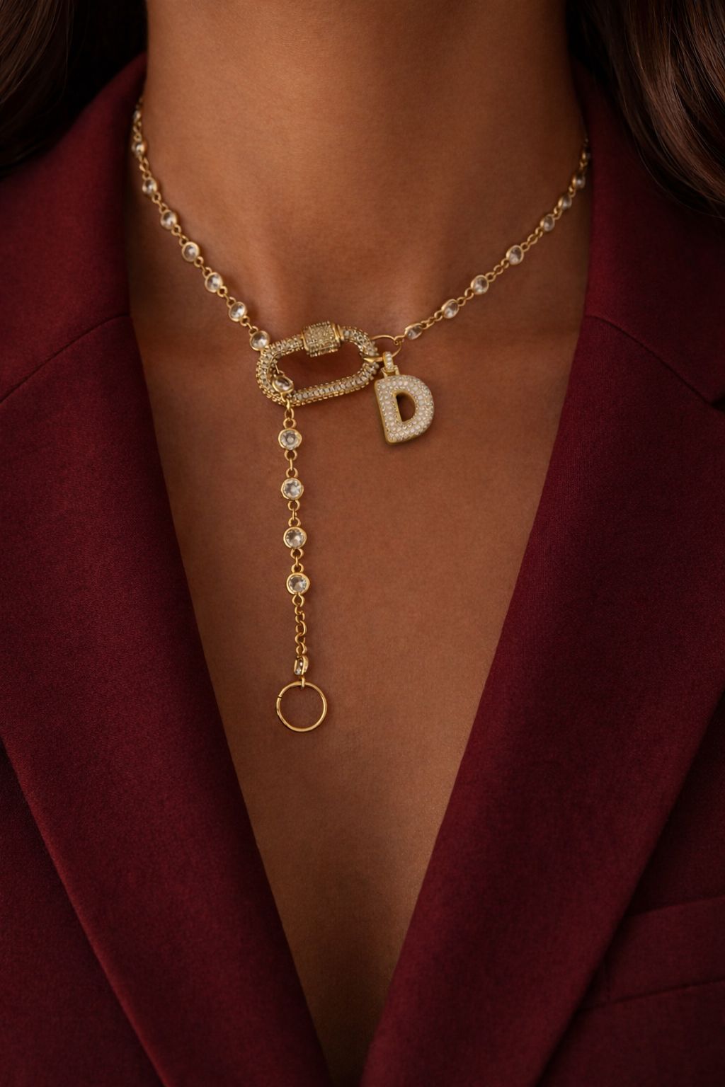 Crystal Initial Chain Necklace