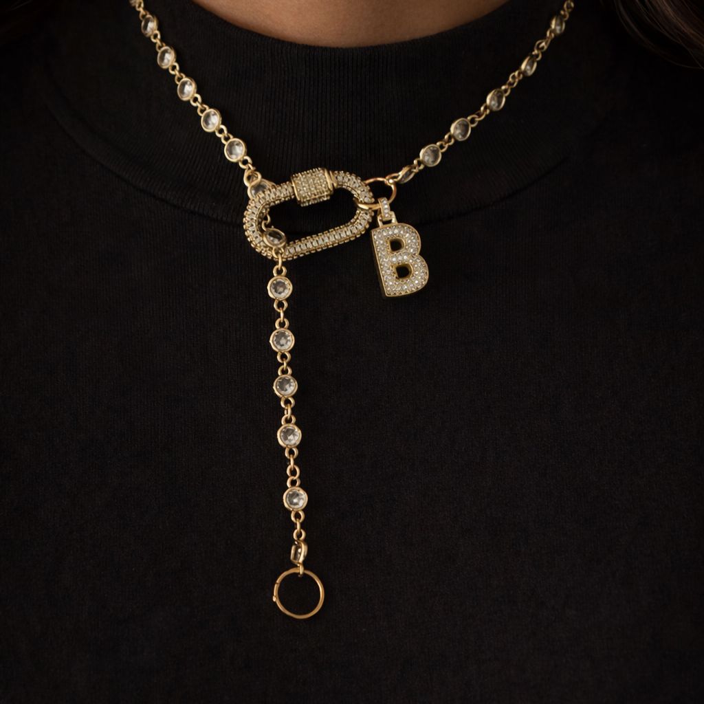 Crystal Initial Chain Necklace