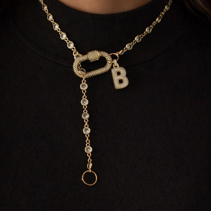 Crystal Initial Chain Necklace
